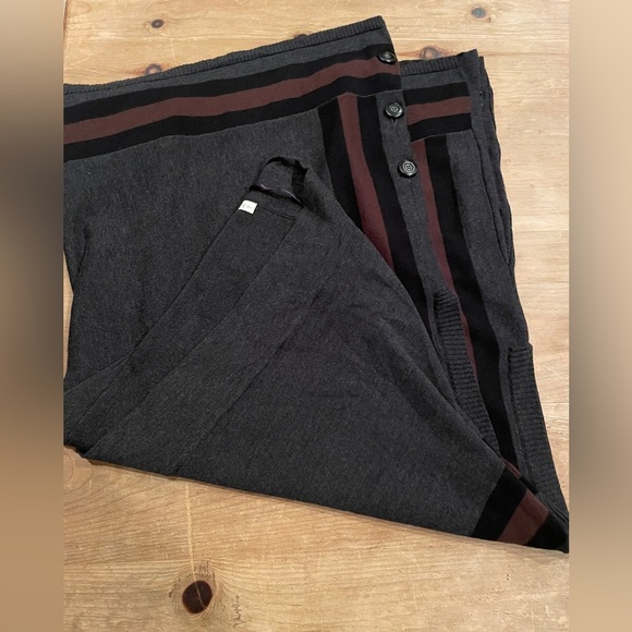 Hinge Oversized Cotton Blend V-neck striped Vest Poncho Fall Business Career S - Picture 6 of 9